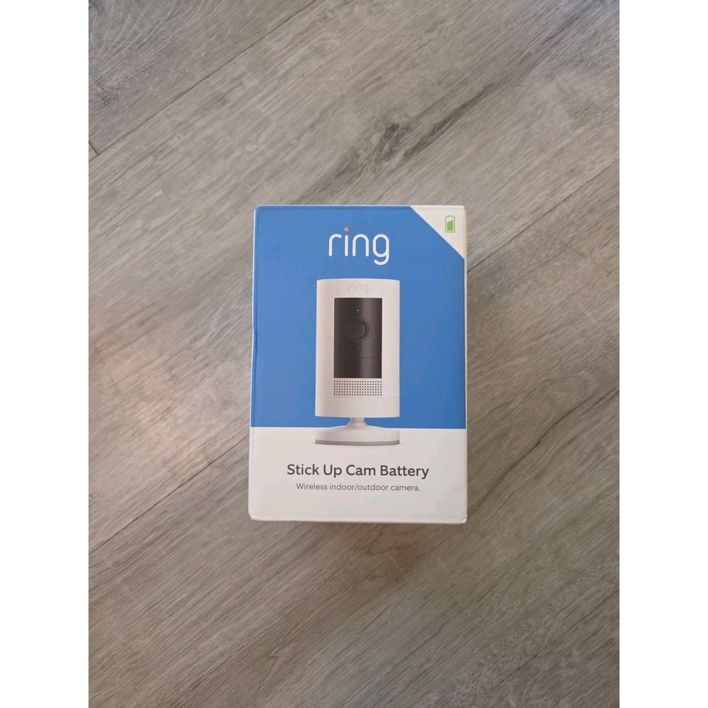 Ring Stick Up Cam Battery Wireless Indoor Outdoor White No Charging Cable